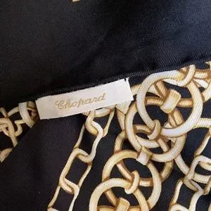 Chopard | Accessories | Chopard Black And Gold Chain Pattern Scarf ...